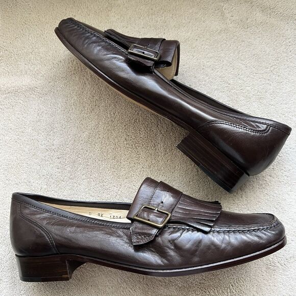 S. Maria Hand Made Shoes of Class Brown Buttery Leather Loafers Men 8.5 D Tassle
